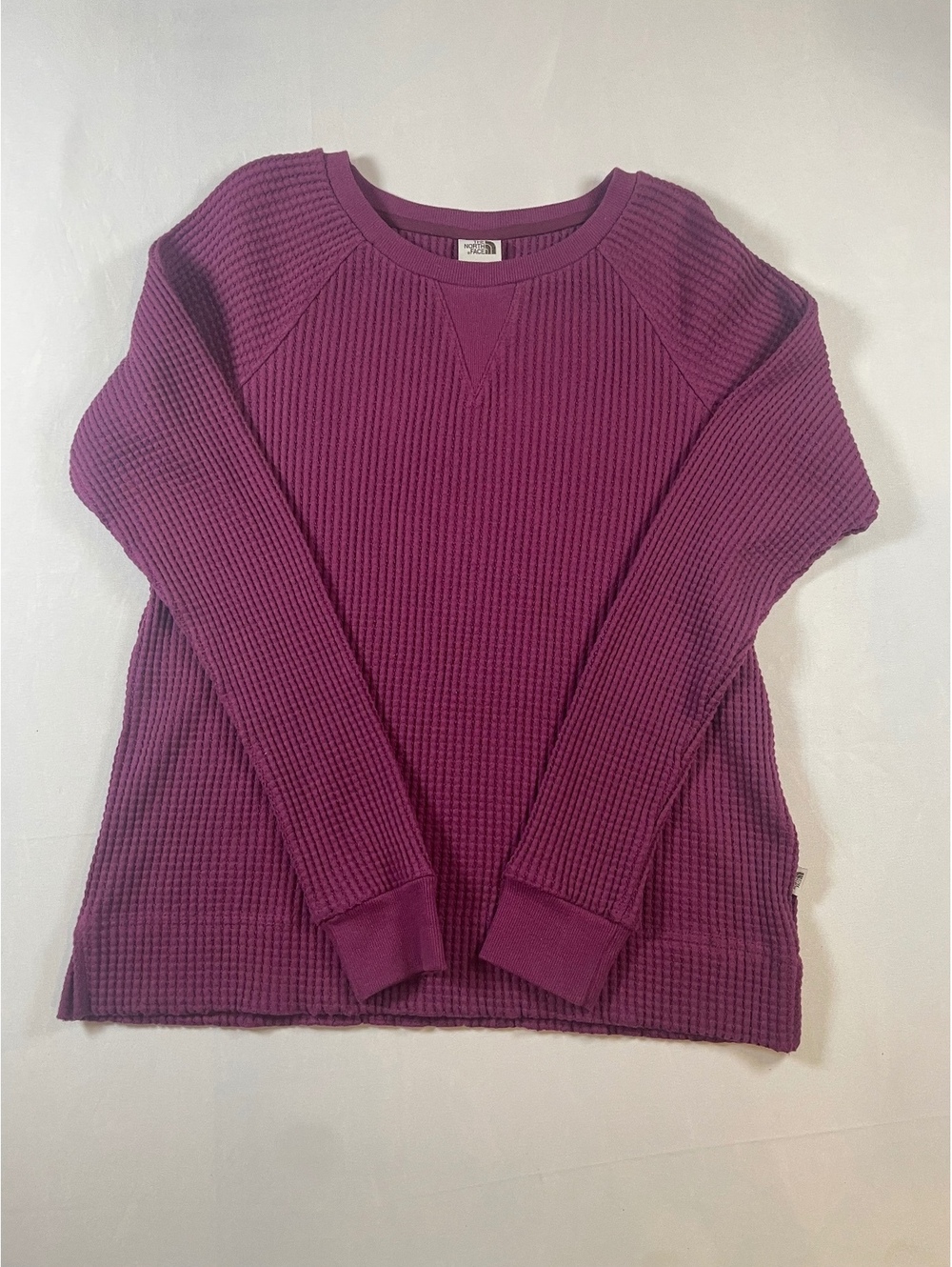 The North Face Waffle Knit Long Sleeve Shirt Womens Size M Purple Crewneck